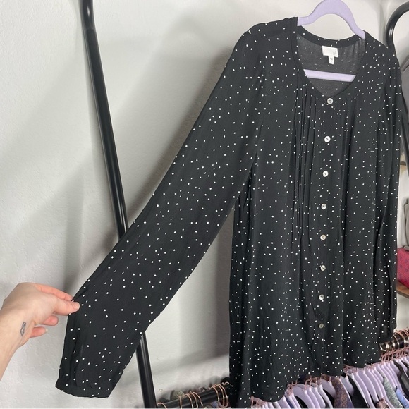 J. Jill Black & White Polka Square Crepe Blouse - Picture 2 of 8